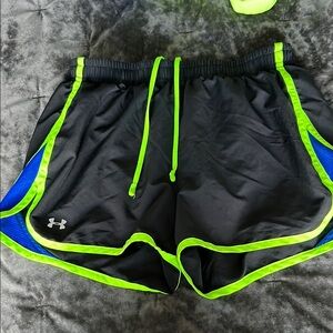Under Armour Black Shorts with Neon Green Trim